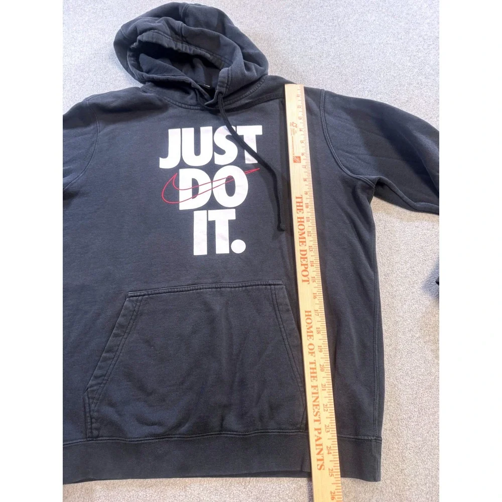 Nike‎ Just Do It Hoodie Black Vintage Style Distressed Swoosh Men's Size M Retro